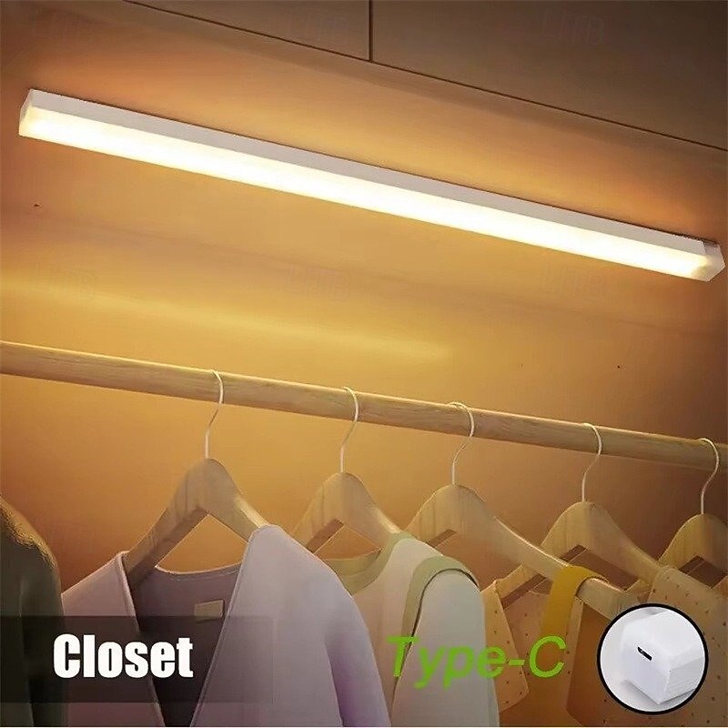Motion Sensor LED Cabinet Light Type C Rechargeable Induction Night Light Wireless Portable Detector Lamp for Wardrobe Hallway