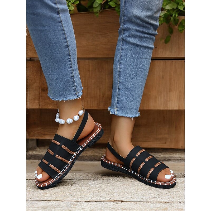 Women's Braided Strap Sandals with Slingback Design – Comfortable Summer Footwear for Casual and Outdoor Activities2