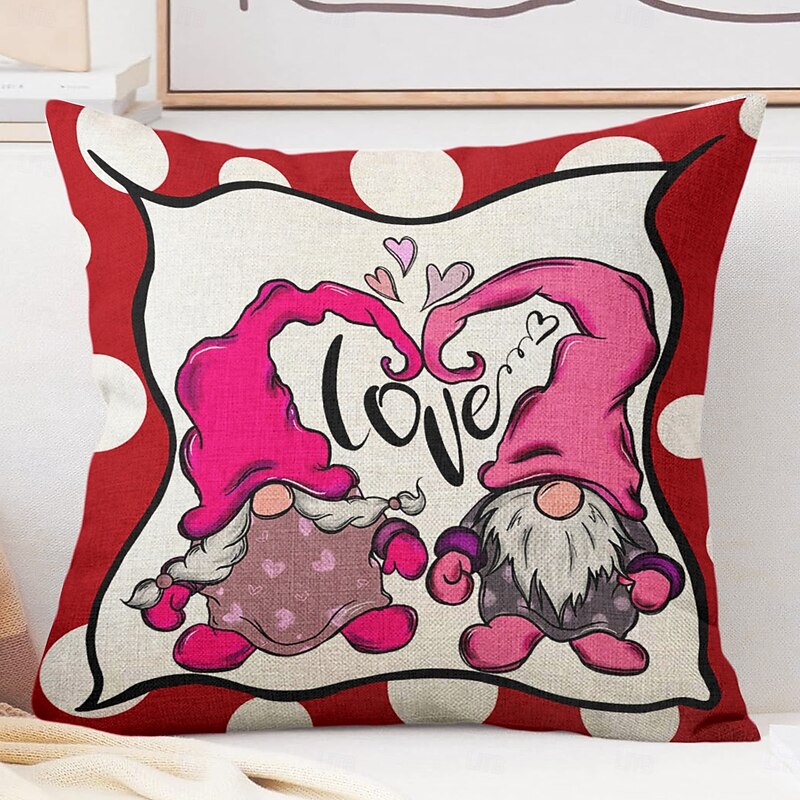 Wedding Heart Gnomes Decorative Toss Pillows Cover 1PC Soft Square Cushion Case Pillowcase for Bedroom Livingroom Sofa Couch Chair 32