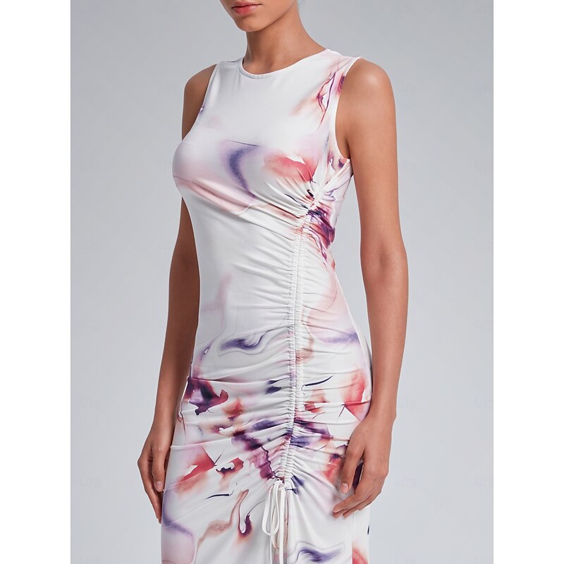 Ruched Drawstring Midi Dress3