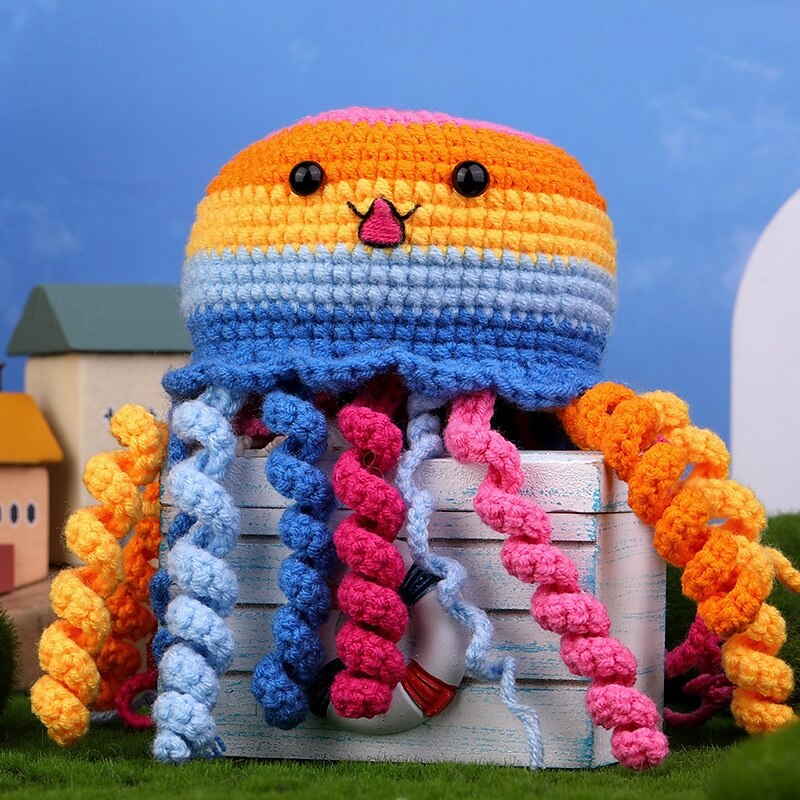 Crochet Kit for Beginners Crochet Kit Step-by-Step Video Tutorials Crochet Starter Kit Learn to Crochet Kits for Adults Kids Beginners 5 Colorful Jellyfish Familly3