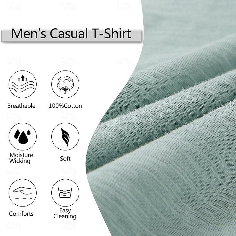 100% Cotton Men's T-Shirt V Neck Tee Long Sleeve Shirt Solid Color V Neck Outdoor Street Long Sleeve Fake two piece Cotton Tee Daily Casual Street Style4