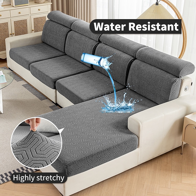 Water Reasistant Couch Cushion Covers for L Shape Sofa, Stretch Magic Sofa Covers Sectional 1 2 3 Cushion Couch Covers Chaise Lounge Seat Covers for Pets