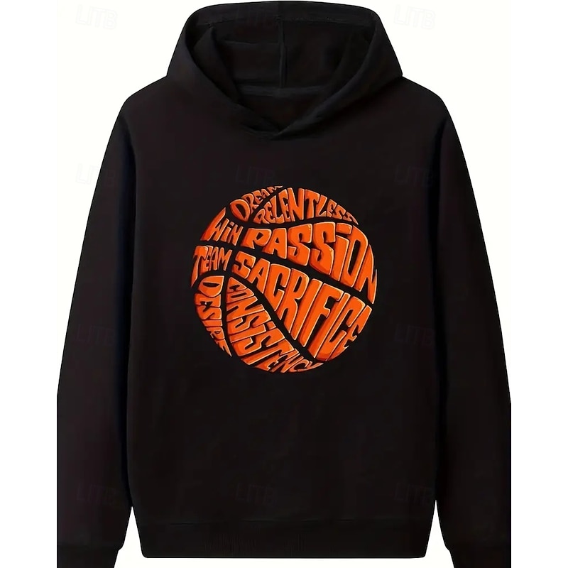 Boys 3D Basketball Hoodie Long Sleeve Fall Winter Fashion Basic Kids 4-12 Years Hooded Outdoor Casual Daily Regular Fit3