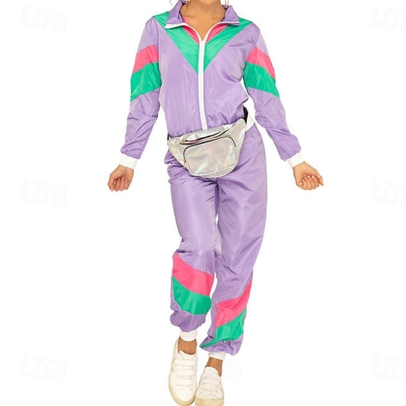 Hippie 1980s Street Style Outfits Jacket Shorts Disco Color Block Fancy Dress Men's Women's Carnival Costume Masquerade Party Dailywear Casual Daily Adults' Coat Pants3