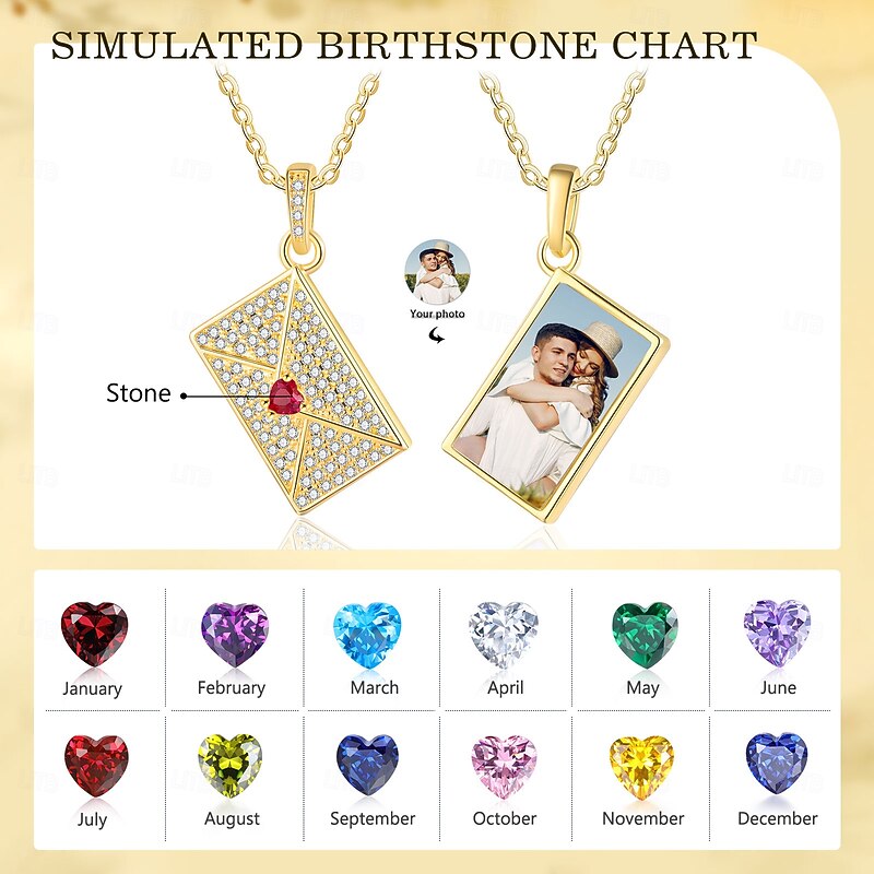 Personalized Necklace with Birthstone and Photo Custom Best Gift for Mom - Available in Four Colors, Unique Keepsake Gift for Wife and Girlfriend, Perfect Wedding's Day Present4