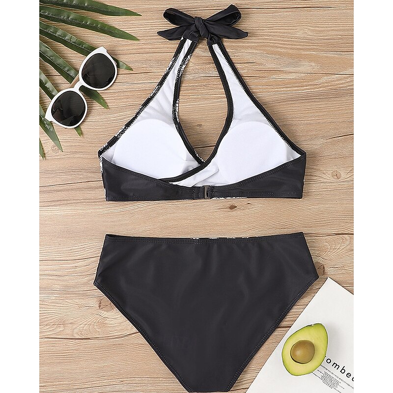 Women's Tankini Two Piece Swimsuit V Neck Swimwear Stripes Swimwear Black Wine Breathable Quick Dry Lightweight Sleeveless - Swimming Surfing Beach Summer Spring3