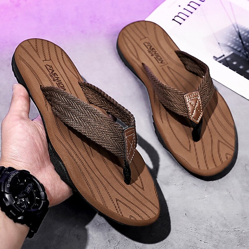 Men's Casual Flip Flops - Durable Textured Sole with Braided Straps for Beach, Pool and Everyday Summer Wear4