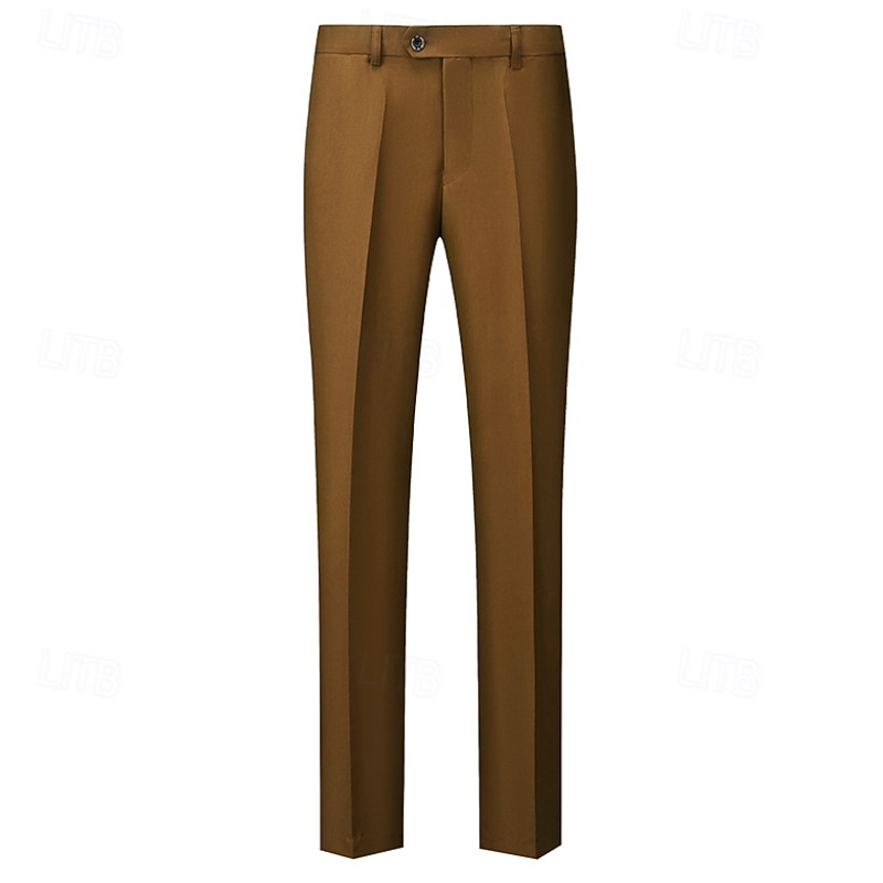 Men's Wedding Casual Suits Brown Fashion Daily Solid Colored Standard Fit 2 Piece3