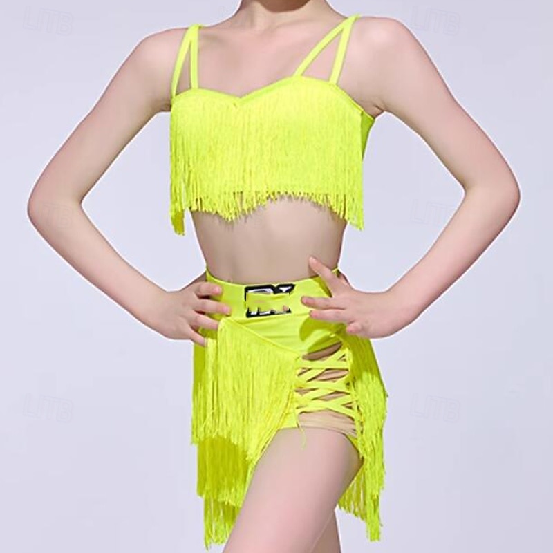 Kids' Dancewear Skirts Tassel Girls' Performance Daily Wear Sleeveless Natural Elastane4