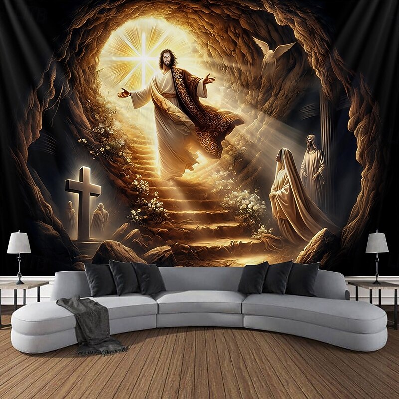 Hanging Tapestry Jesus Angel Wall Art Large Tapestry Mural Decor Photograph Backdrop Blanket Curtain Home Bedroom Living Room Decoration