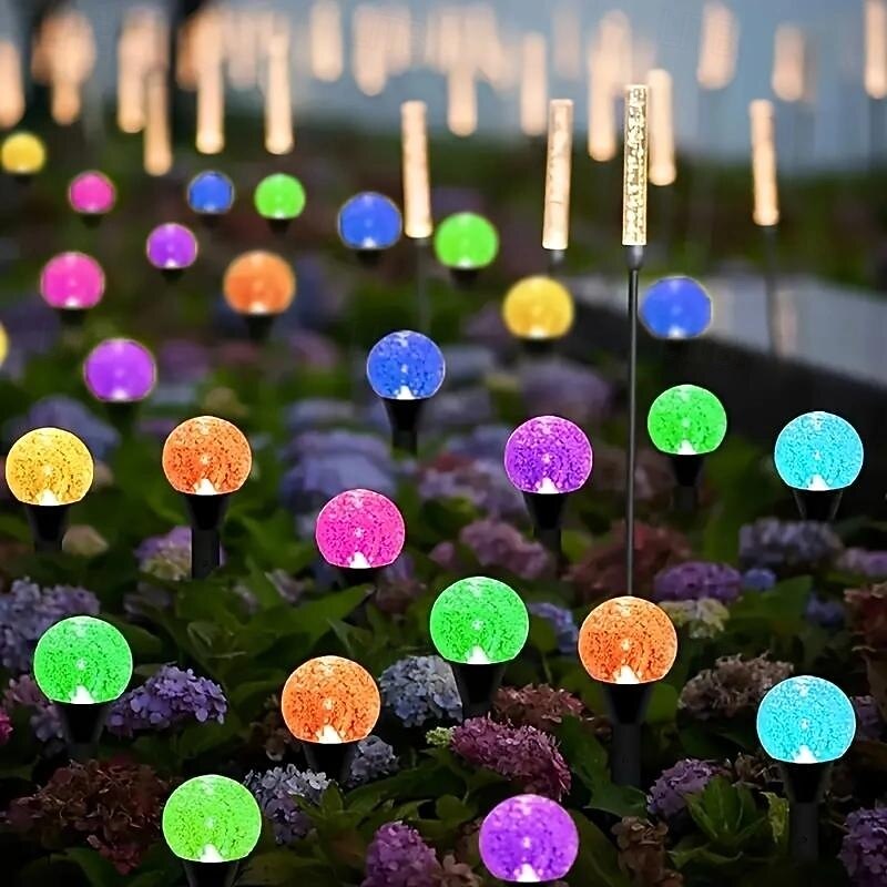 1 Pc solar waterproof bubble ball ground plug light string 30 LED Beams path courtyard garden lawn decoration atmosphere light string