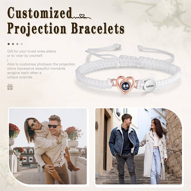 Personalized Projection Bracelet Custom Best Gift for Mom – Elegant Customizable Jewelry with Photo Projection and Initial Letter Engraving, Perfect for Wife or Girlfriend3