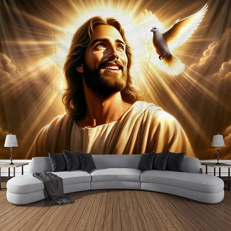 Hanging Tapestry Jesus Wall Art Large Tapestry Mural Decor Photograph Backdrop Blanket Curtain Home Bedroom Living Room Decoration2