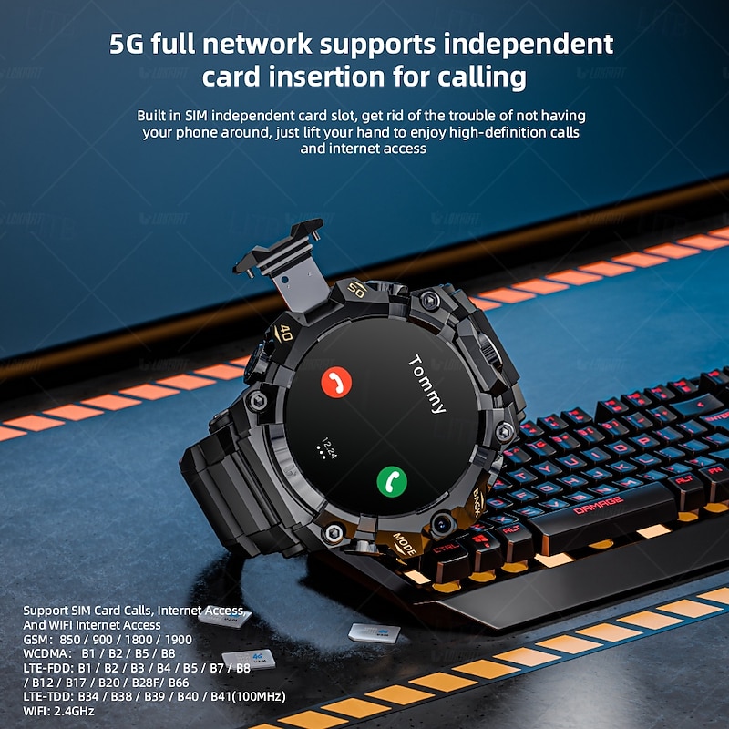 LOKMAT APPLLP 2 PRO Smart Watch 1.508 inch 4G LTE Cellular Smartwatch Phone 3G 4G Bluetooth Pedometer Call Reminder Activity Tracker Compatible with Android iOS Women Men GPS Hands-Free Calls Media3