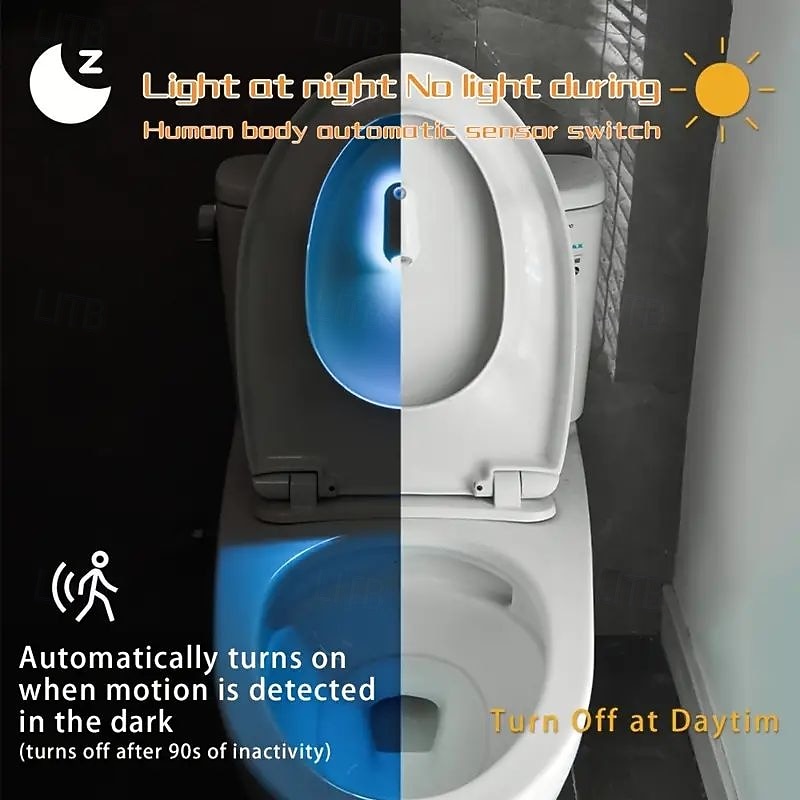 LED Smart Motion Sensor Night Light 8 Colors USB Rechargeable Toilet Seat Light for Home Bedroom Hallway WC Lighting Decoration 1/2pcs4