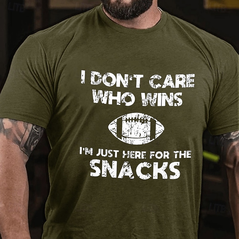 Men's Funny T-Shirt 'I'm Just Here For The Snacks' Football Graphic Short Sleeve Casual Lifestyle Tee4