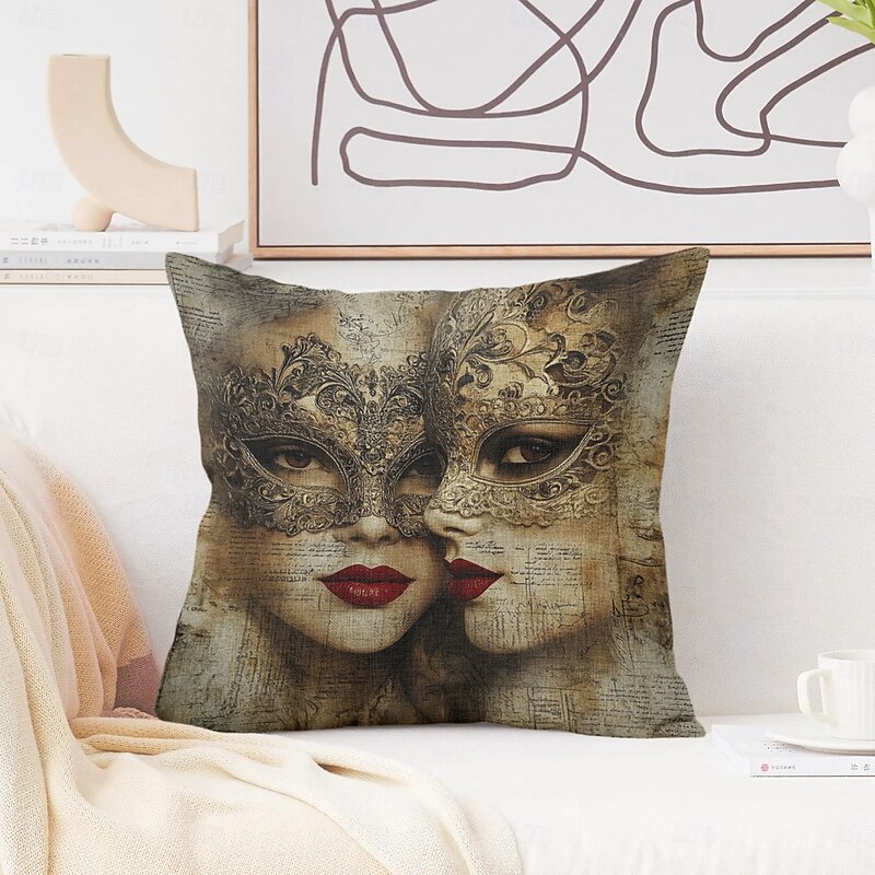Vintage Women Decorative Toss Pillows Cover 1PC Soft Square Couch Cushion Case Pillowcase for Bedroom Livingroom Sofa Chair4