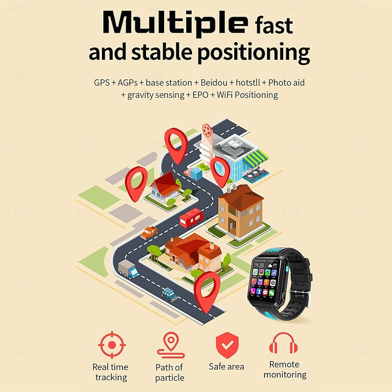 W5 Smart Watch 1.54 inch Smartwatch Fitness Running Watch 4G Call Reminder Activity Tracker Community Share Camera Compatible with Android iOS IP 67 Kid's Women Men Hands-Free Calls Video with Camera4