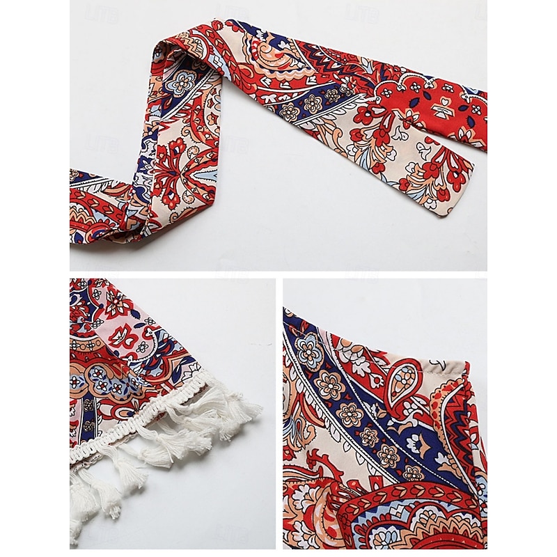 Women's Camisole Tank Top Paisley Bohemia Daily Retro Vintage Sleeveless Halter Neck Regular Tops Daily Print Fringe Red Summer3