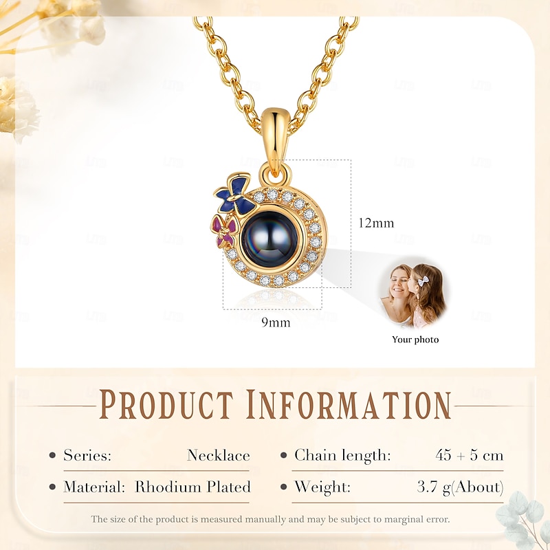 Personalized Photo Projection Necklace Custom Best Gift for Mom - Customized Pendant with Photo, Ideal Personalized Gift for Lovers, Family, or Friends, Perfect for Wedding2