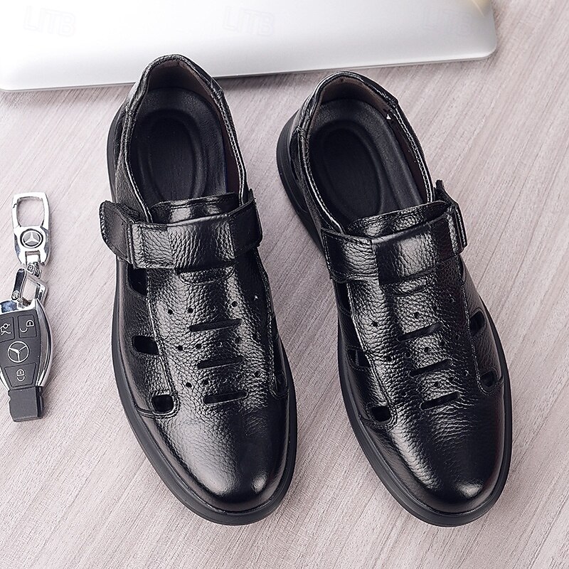 Men's Brown Faux Leather Fisherman Sandals - Breathable Closed-Toe Design with Adjustable Strap for Summer Casual and Outdoor Wear4