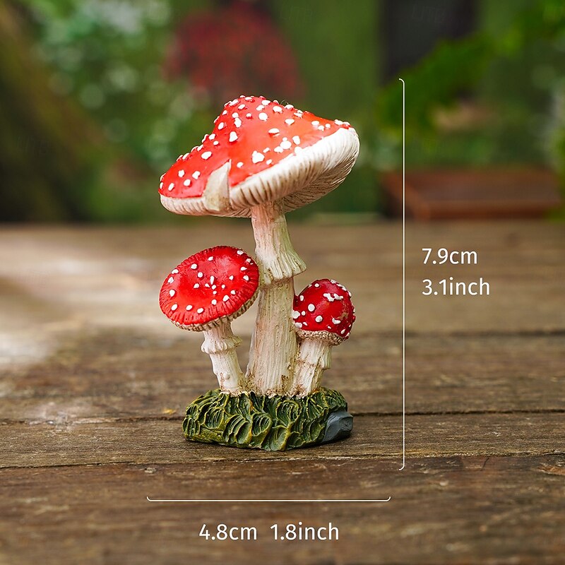 Mushroom Garden Ornament - Resin Material, Handmade and Hand-Painted, for Gardening, Miniature Landscapes, and Plant Decoration4