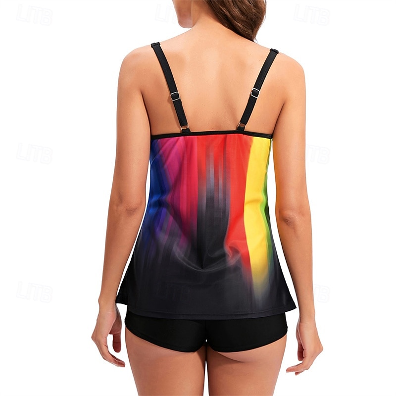 Women's Tankini Two Piece Swimsuit Swimwear Swimwear Red Blue Breathable Quick Dry Lightweight Sleeveless - Swimming Surfing Beach Summer Spring Plus Size4