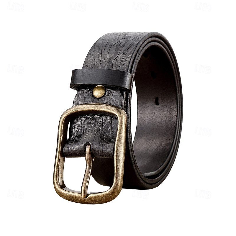 Men's Belt Black Brown Cowhide First layer cowhide Elegant Vacation Vintage Reactive Print School Formal Wedding - Main Image