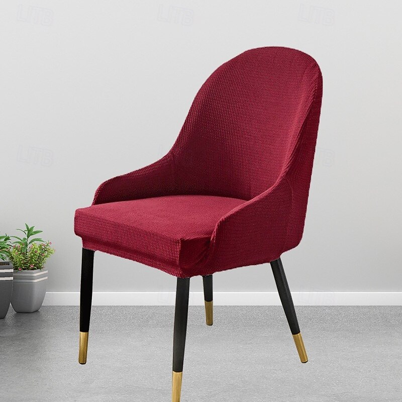 Soft Dining Chair Cover, Accent Arm Chair Removable Dirt-Proof Curved Back Chair Slipcover Makeup/Leisure Chair Cover for Lining Room Bar Hotel Restaurant4