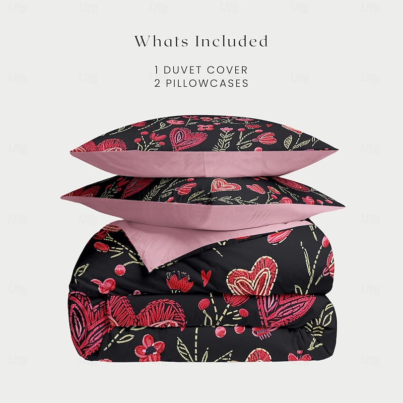 Heart Pattern Duvet Cover Set Set Soft 3-Piece Luxury Cotton Bedding Set Home Decor Gift Twin Full King Queen Size Duvet Cover4