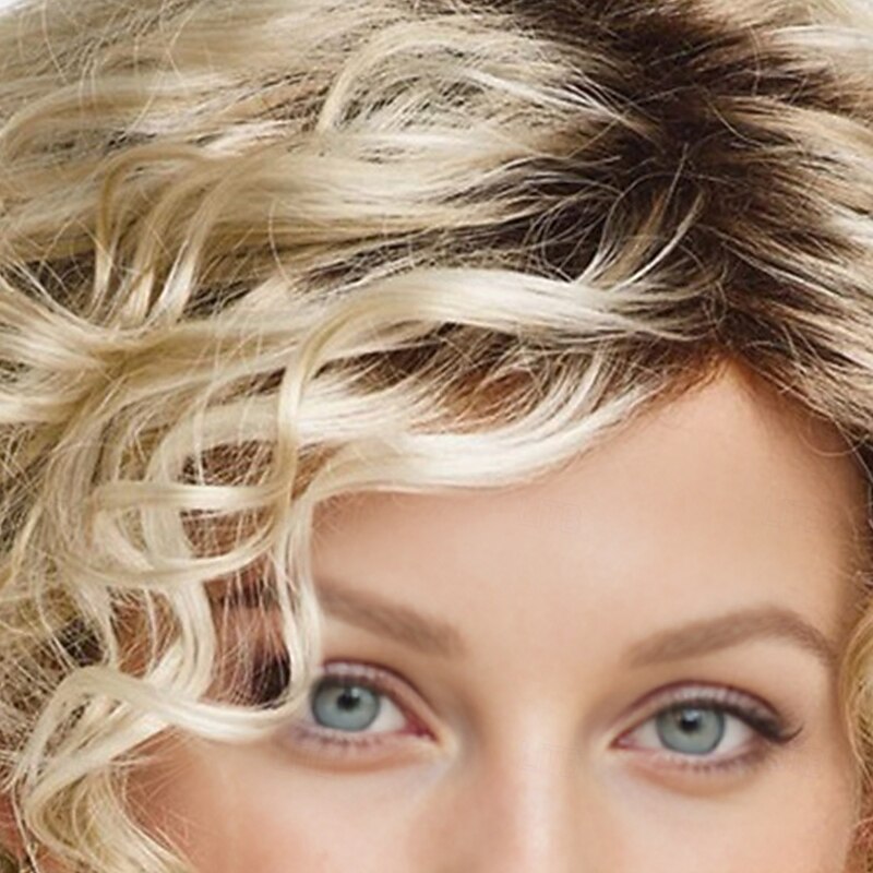 Sassy Bob Wig with Soft Spirals and Enviable Volume / Multi-Tonal Shades of Blonde Silver Brown and Red3