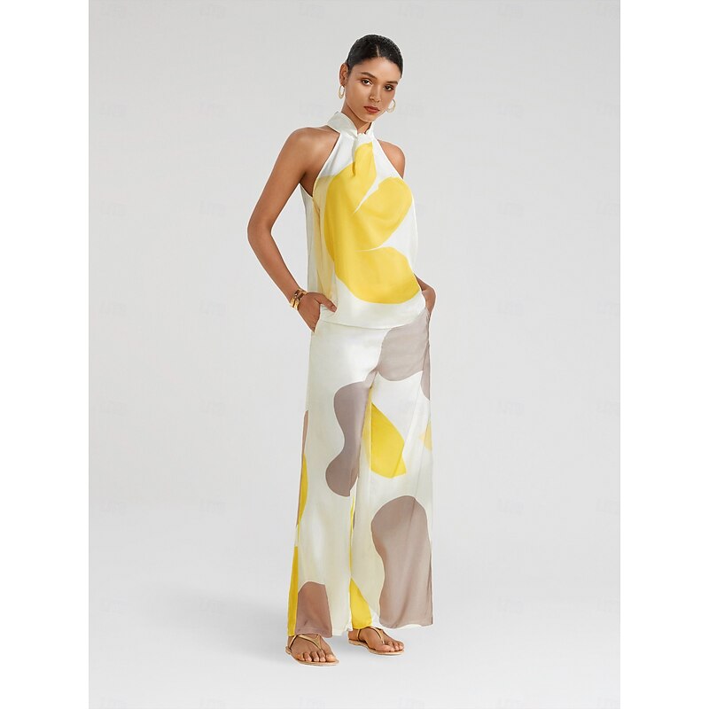 Women's Straight Full Length Satin Pocket Micro-elastic Pants Casual Daily Weekend White Summer S M L3