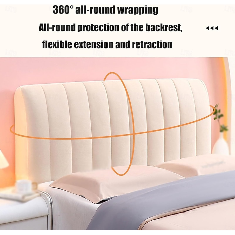 Crystal Velvet Full-Wrap Headboard Cover with PP Cotton Padding, Dust-Proof & Bump-Proof Headboard Slipcover, Queen/King/Full, Elastic Sides Fit Various Headboards2