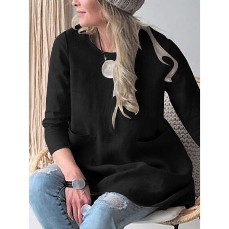 Women's Mini Dress Cotton Linen Dresses Casual Dress Stylish Basic Casual Vacation Daily Loose Fit Plain 3/4 Length Sleeve Crew Neck Green Khaki Dark Blue Summer Spring Fall4