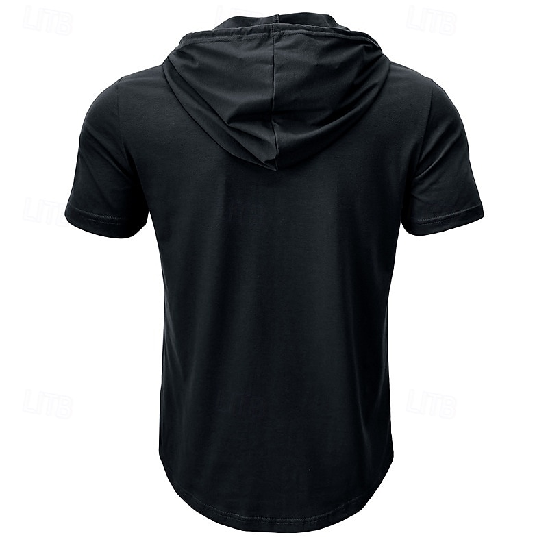 Men's Henley Shirt Waffle Knit Tee Tee Top Short Sleeves Plain Vintage Designer Basic Hooded Hooded Vacation Street Going out Summer Dark Brown Black White Henley T-Shirt4