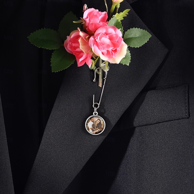 Personalized Round Photo Brooch Pin Custom Best Gift for Mom - Custom Wedding Gift for Couple, Unique Gift for Lover, Perfect Wedding's Day or Special Occasion Gift4