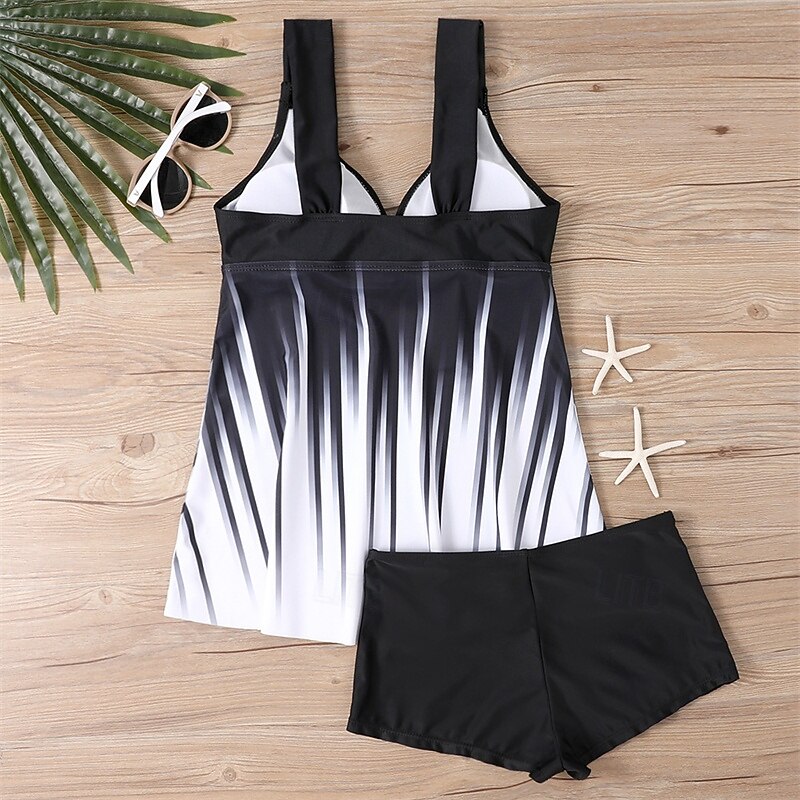 Women's Tankini Two Piece Swimsuit Deep V Swimwear Swimwear White Blue Breathable Quick Dry Lightweight Sleeveless - Swimming Surfing Beach Summer Spring4