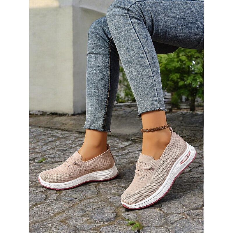 Women's Slip-On Knit Sneakers with Air-Cushioned Sole – Lightweight and Breathable Shoes for Walking, Travel and Casual Wear4