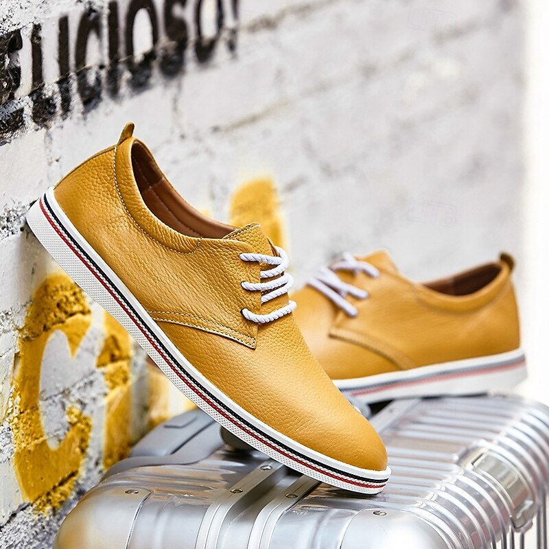 Men's Casual Lace-Up Shoes – Vibrant Faux Leather Upper, Lightweight Design, Non-Slip Sole, Perfect for Everyday Wear and Summer Outings3