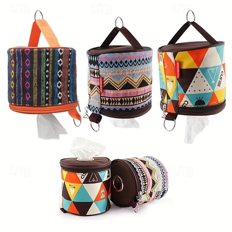 Camping Folding Toilet Paper Hanging Holder Roll Case Storage Box Bag