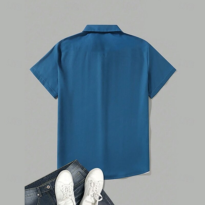 Men's Coconut Tree Gradient Color Tropical Plants Summer Hawaiian Shirt Button Up Shirt Aloha Shirt Short Sleeve Hawaiian Resort Vacation Holiday Beach Wear Summer Spring Turndown Collared Shirts Blue3