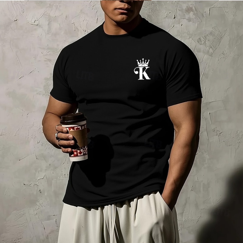 Men's Letter T Shirt Short Sleeve T shirt 3D Print Crew Neck Shirt Fashion Daily Street Daily Black Summer Spring Clothing Apparel S M L XL XXL XXXL