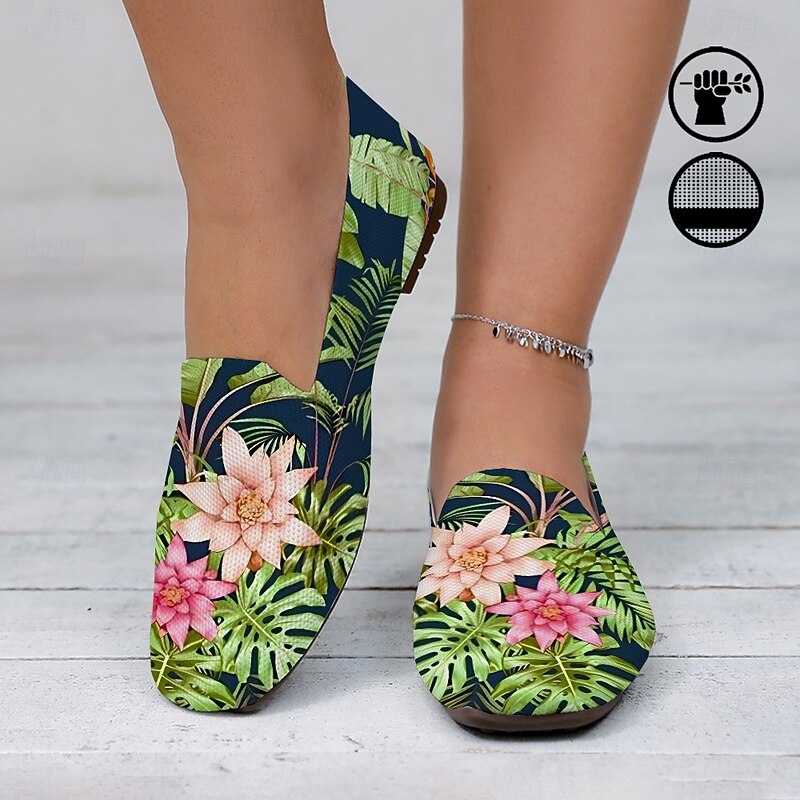 Women's Tropical Floral Slip-On Shoes– Lightweight and Breathable Casual Shoes for Summer and Vacation Outfits2