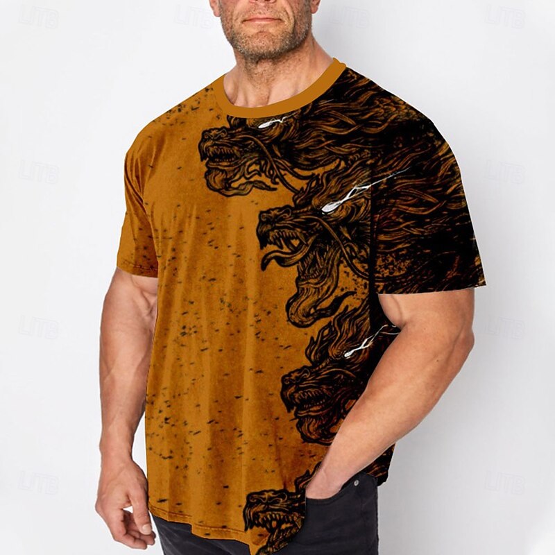 Men's Plus Size T Shirt Big and Tall Graphic Crew Neck Print Short Sleeve Spring & Summer Vintage Fashion Streetwear Basic Vacation Casual Tops3