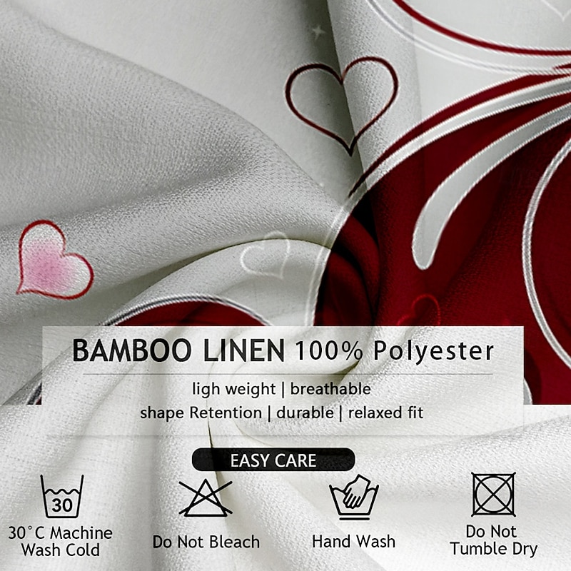 Valentine's Day Men's Heart LOVE Floral Shirt Button Up Shirt Short Sleeve Fashion Casual Vacation Gift Holiday Summer Fall Turndown 3D Print Pink Red Blue Purple Green3