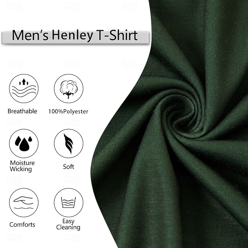 Men's Flag T Shirt Henley Shirt Short Sleeve Designer Retro Vintage Casual Street Casual Daily Summer Spring Green Henley Henley T-Shirt3