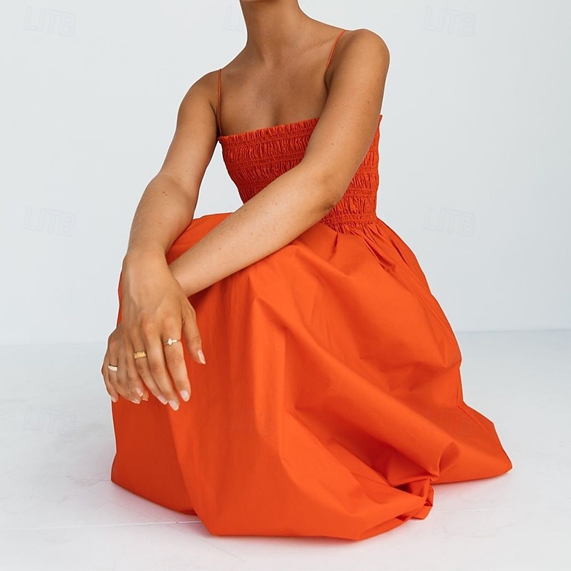 Women's Long Dress Maxi Dress Linen-Inspired Dresses Casual Dress Stylish Casual Vacation Daily Date Regular Fit Plain Sleeveless Strapless Pink Orange Green Summer Spring4