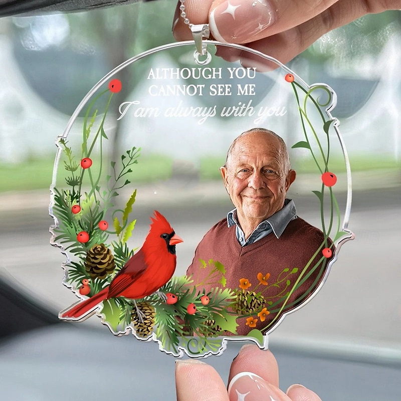 Personalized Memorial Ornament Custom Photo Acrylic Car Ornament I Am Always With You Sympathy Memorial Gifts For Loss Of Loved Ones Christmas Ornmanemt Photo Rear View Mirror Accessory4