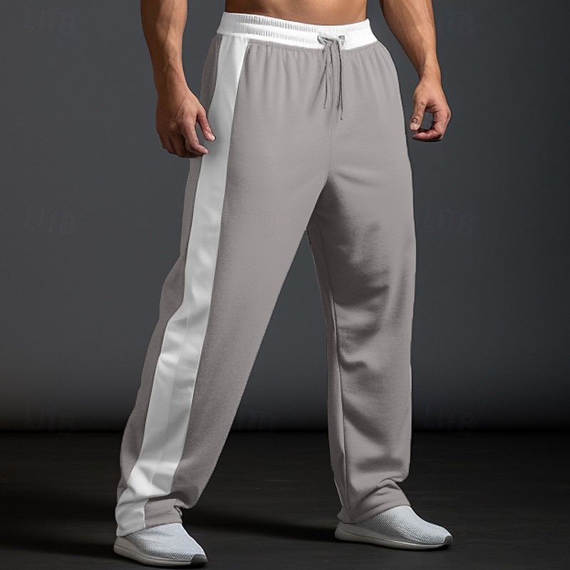 Men's Sweatpants Joggers Wide Leg Sweatpants Trousers Pocket Drawstring Elastic Waist Color Block Comfort Breathable Outdoor Daily Going out Fashion Casual Black Dark Gray